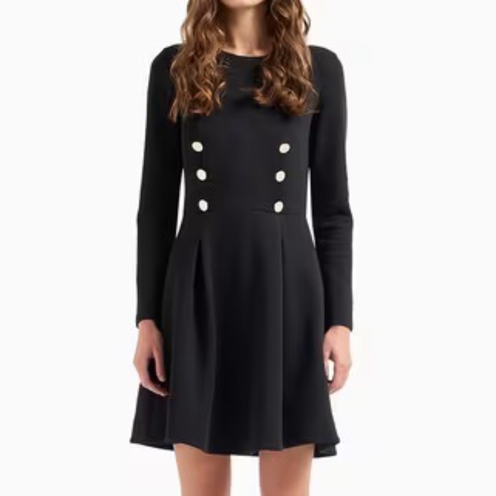 Emporio Armani Double-Jersey Pleated Falred Dress
